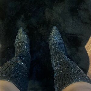 Studded Black Knee-High Boots